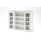 NovaSolo Halifax 71" Classic White Mahogany Library Hutch Cabinet With 4 Rattan Baskets