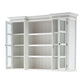 NovaSolo Halifax 71" Classic White Mahogany Library Hutch Cabinet With 4 Rattan Baskets