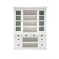 NovaSolo Halifax 71" Classic White Mahogany Library Hutch Cabinet With 4 Rattan Baskets