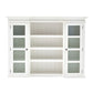 NovaSolo Halifax 71" Classic White Mahogany Library Hutch Cabinet With 4 Rattan Baskets