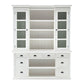 NovaSolo Halifax 71" Classic White Mahogany Library Hutch Cabinet With 4 Rattan Baskets