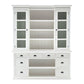 NovaSolo Halifax 71" Classic White Mahogany Library Hutch Cabinet With 4 Rattan Baskets