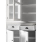 NovaSolo Halifax 79" Classic White Buffet Hutch Cabinet Unit With 4 Bevelled Glass Doors