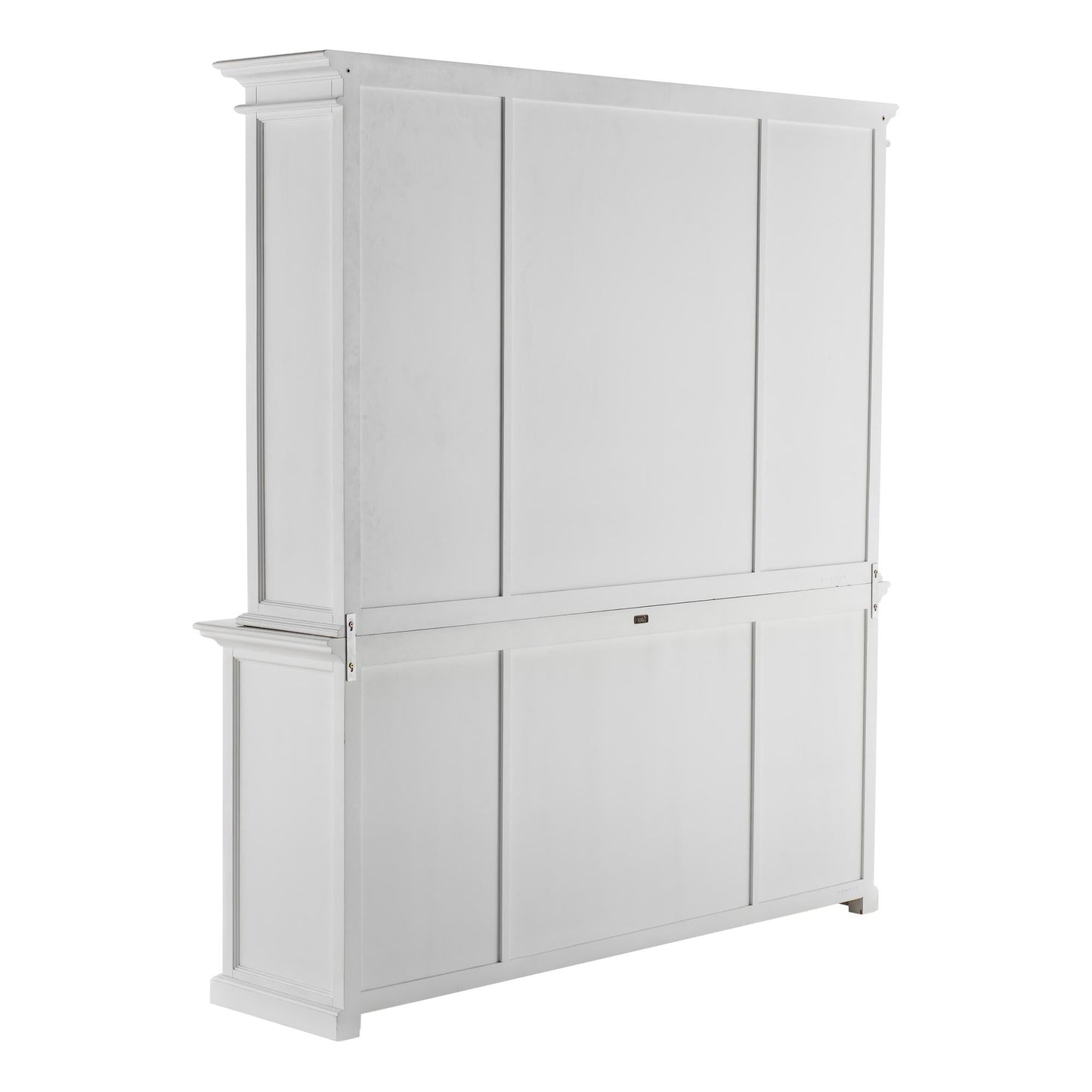 NovaSolo Halifax 79" Classic White Buffet Hutch Cabinet Unit With 4 Bevelled Glass Doors