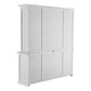 NovaSolo Halifax 79" Classic White Buffet Hutch Cabinet Unit With 4 Bevelled Glass Doors