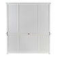 NovaSolo Halifax 79" Classic White Buffet Hutch Cabinet Unit With 4 Bevelled Glass Doors