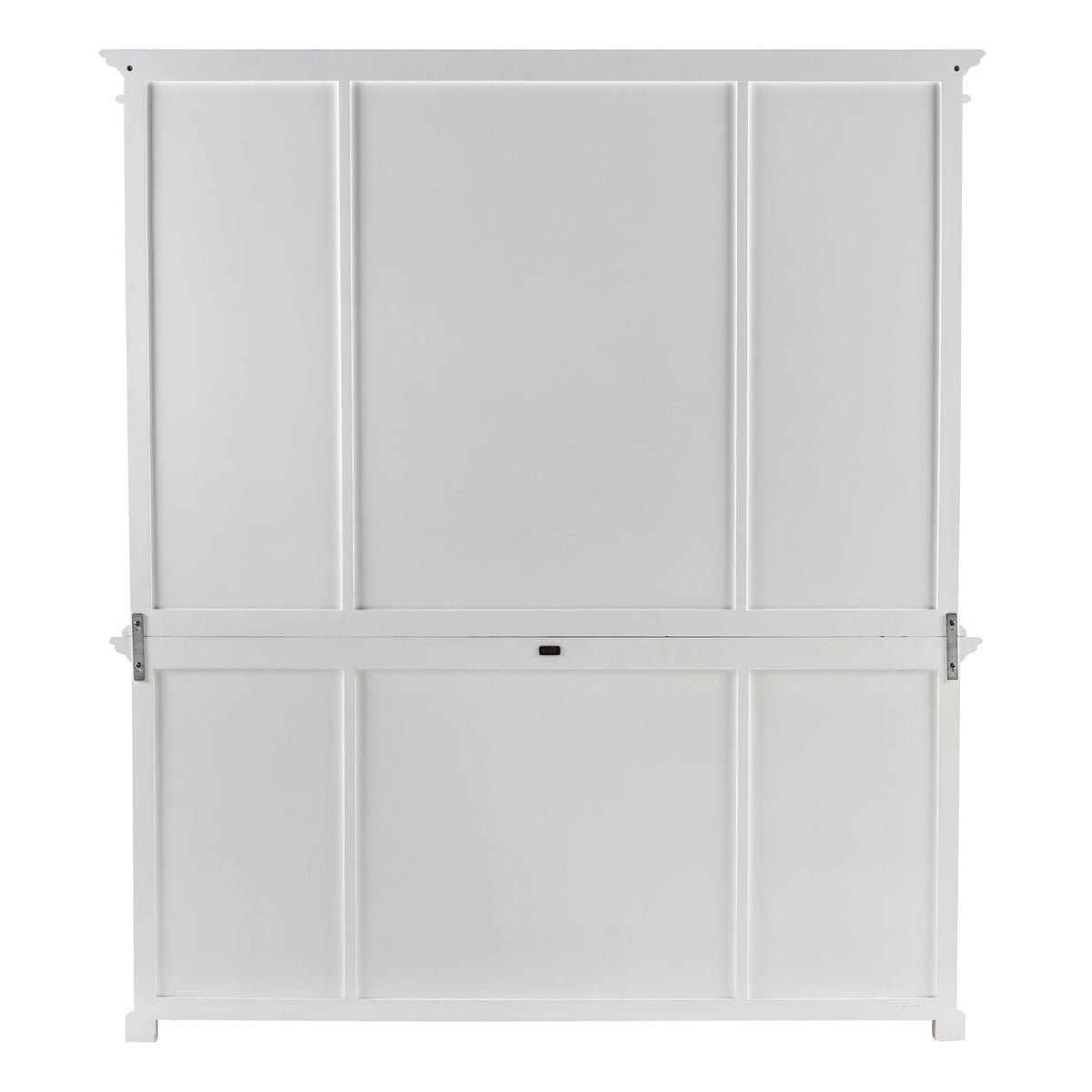 NovaSolo Halifax 79" Classic White Buffet Hutch Cabinet Unit With 4 Bevelled Glass Doors