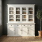 NovaSolo Halifax 79" Classic White Buffet Hutch Cabinet Unit With 4 Bevelled Glass Doors