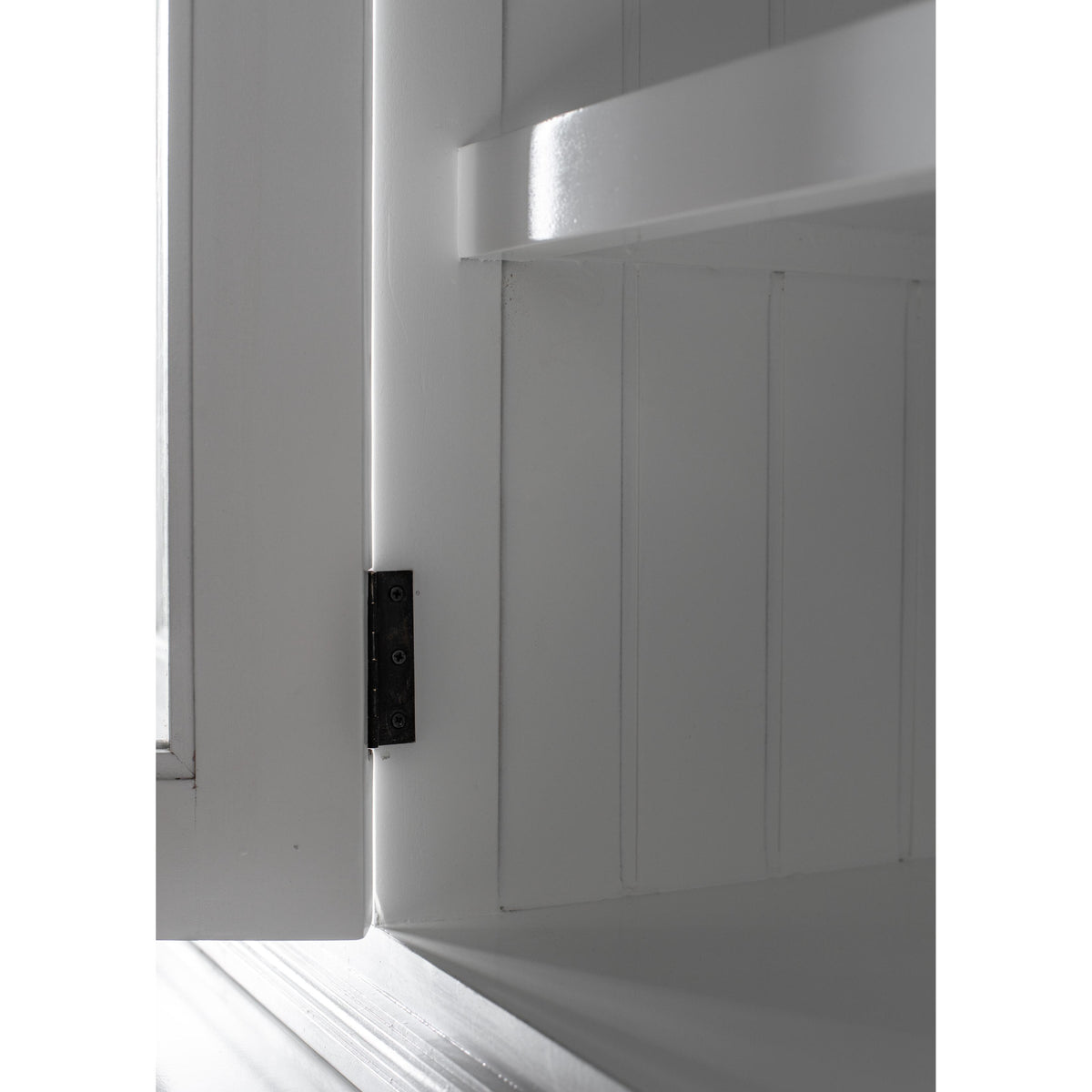 NovaSolo Halifax 79" Classic White Buffet Hutch Cabinet Unit With 4 Bevelled Glass Doors