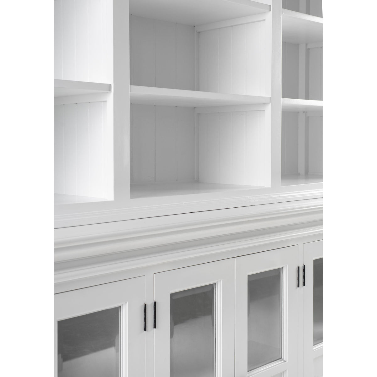 NovaSolo Halifax 79" Classic White Hutch Cabinet Unit With 6 Bevelled Glass Doors