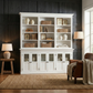 NovaSolo Halifax 79" Classic White Hutch Cabinet Unit With 6 Bevelled Glass Doors