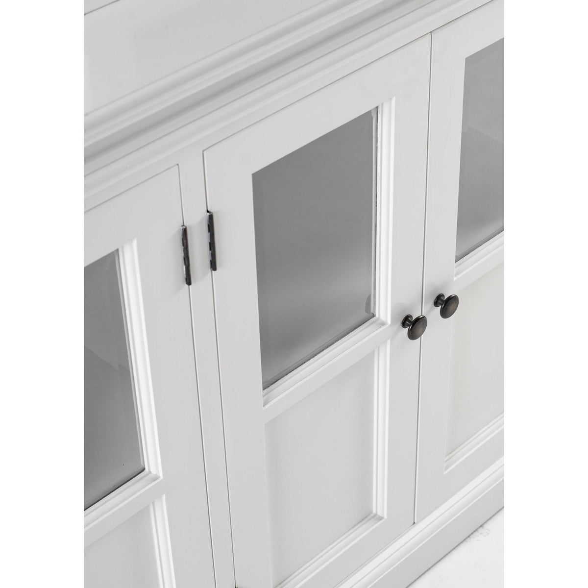 NovaSolo Halifax 79" Classic White Hutch Cabinet Unit With 6 Bevelled Glass Doors