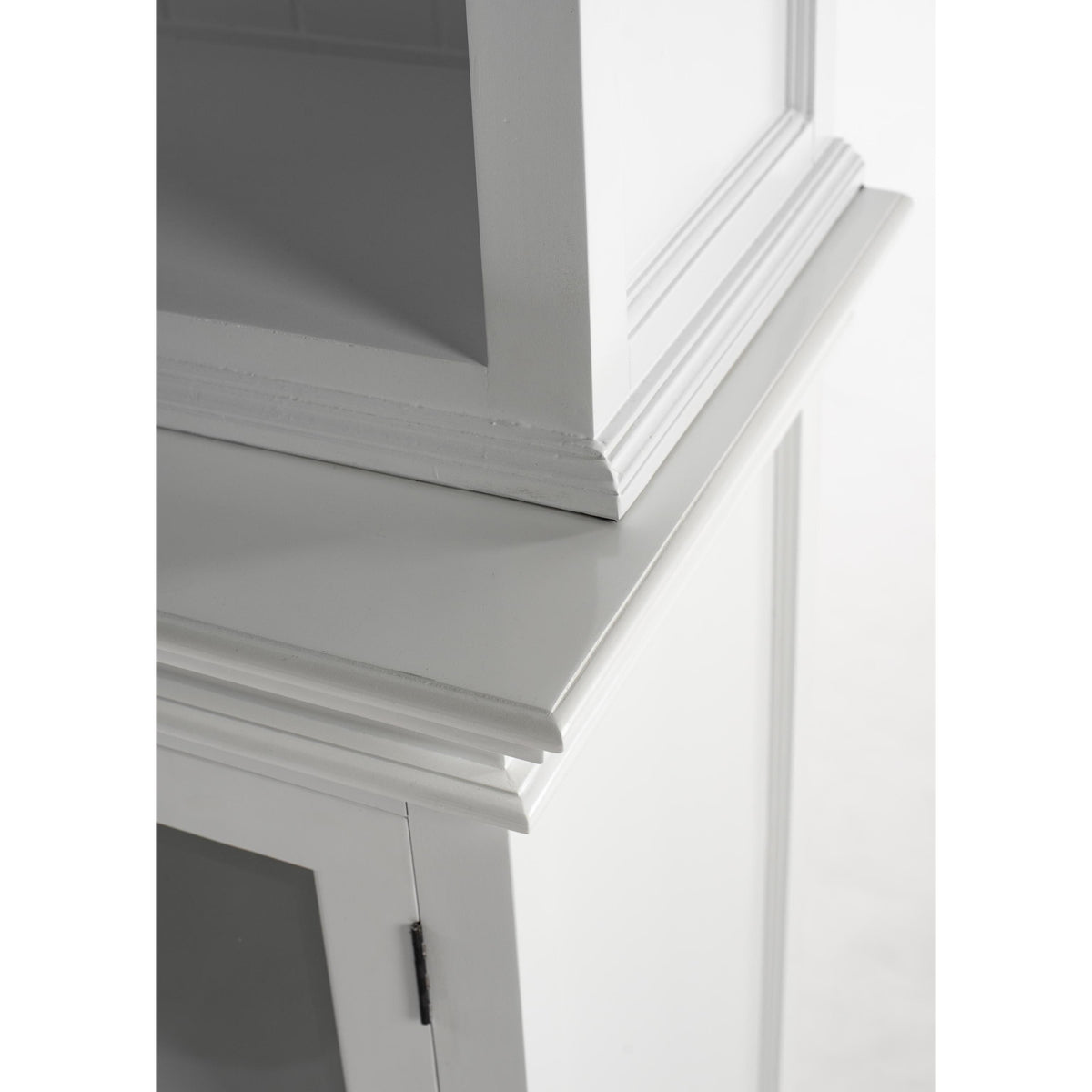 NovaSolo Halifax 79" Classic White Hutch Cabinet Unit With 6 Bevelled Glass Doors