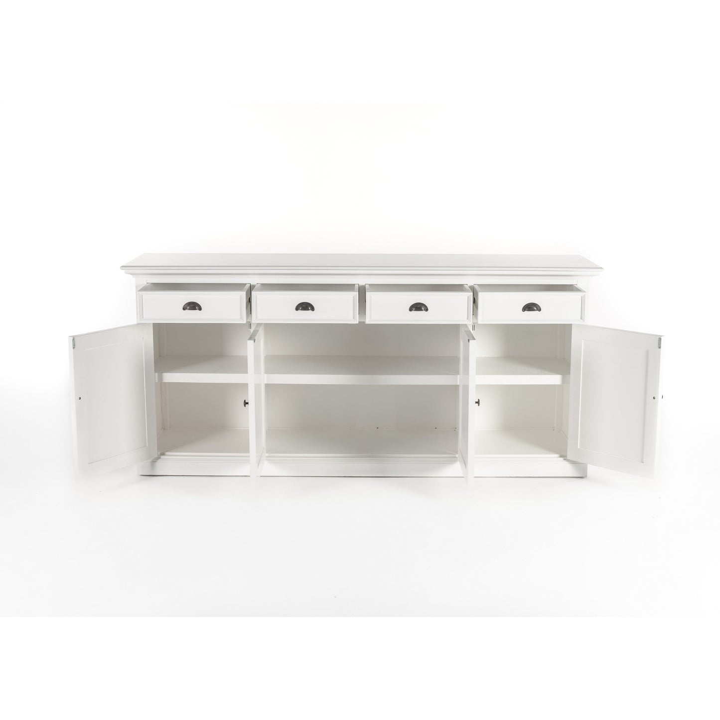 NovaSolo Halifax 79" Classic White Mahogany Buffet With 4 Doors & 4 Drawers