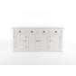 NovaSolo Halifax 79" Classic White Mahogany Buffet With 4 Doors & 4 Drawers