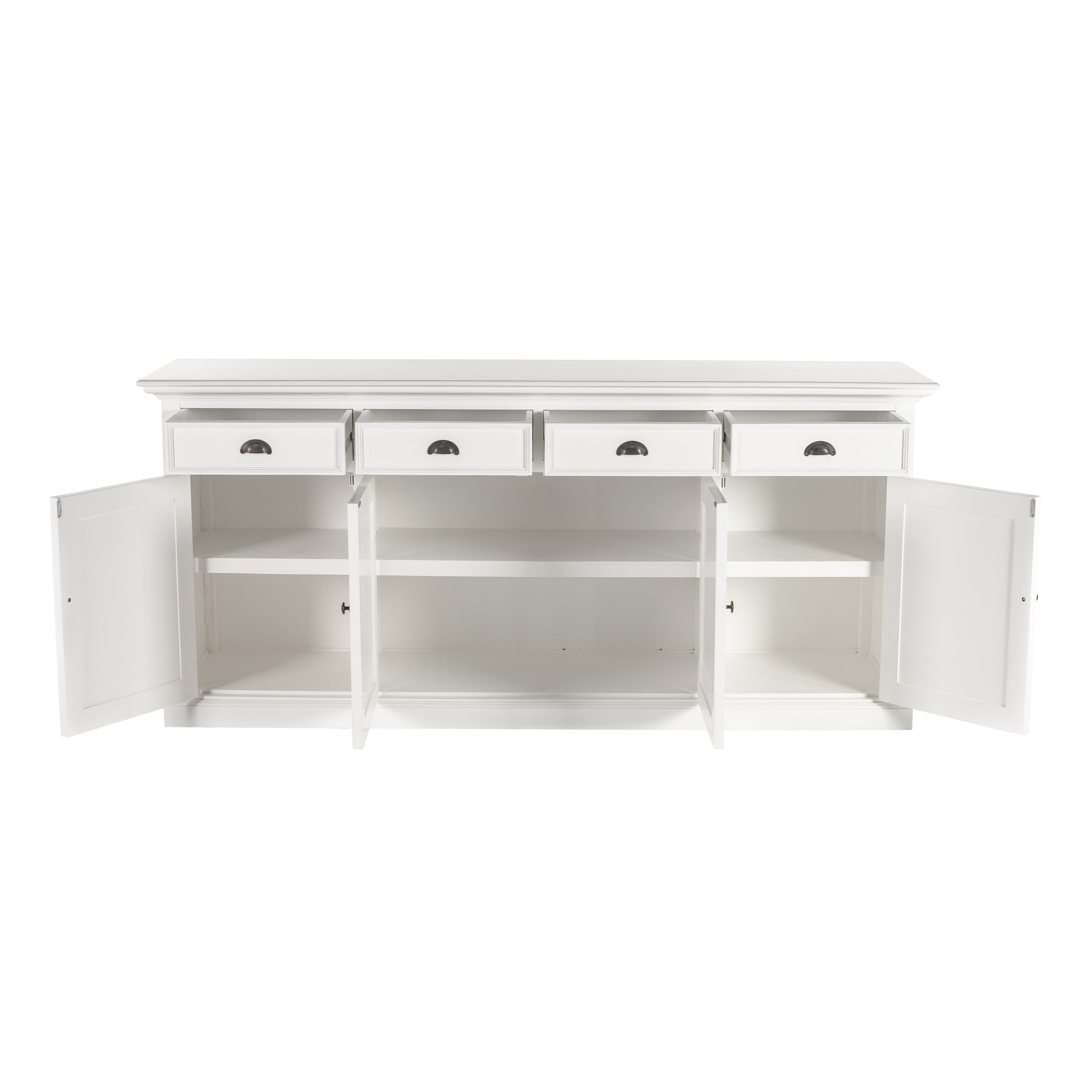 NovaSolo Halifax 79" Classic White Mahogany Buffet With 4 Doors & 4 Drawers