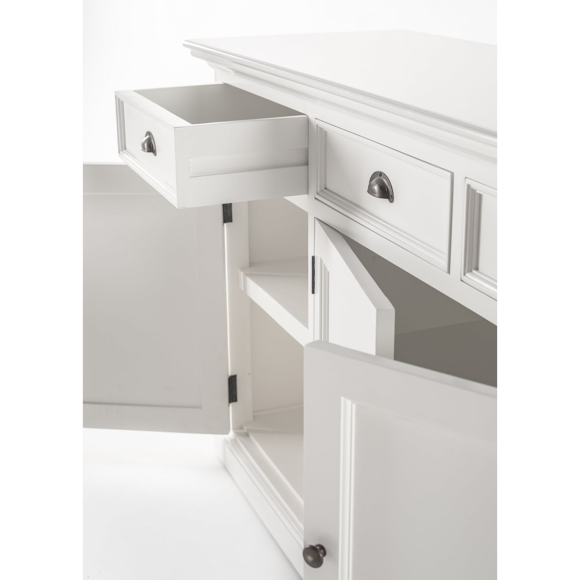 NovaSolo Halifax 79" Classic White Mahogany Buffet With 4 Doors & 4 Drawers