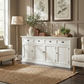 NovaSolo Halifax 79" Classic White Mahogany Buffet With 4 Doors & 4 Drawers