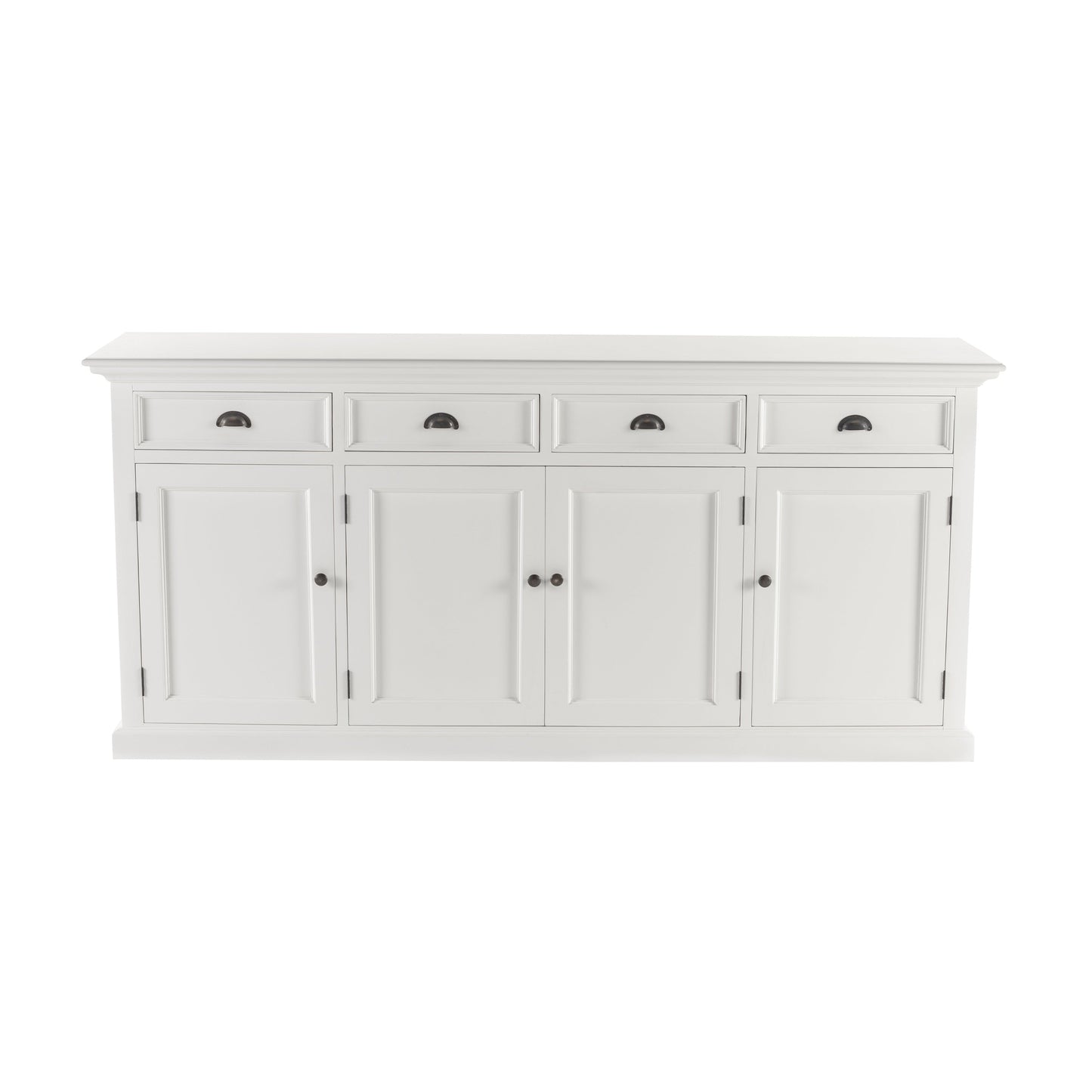 NovaSolo Halifax 79" Classic White Mahogany Buffet With 4 Doors & 4 Drawers