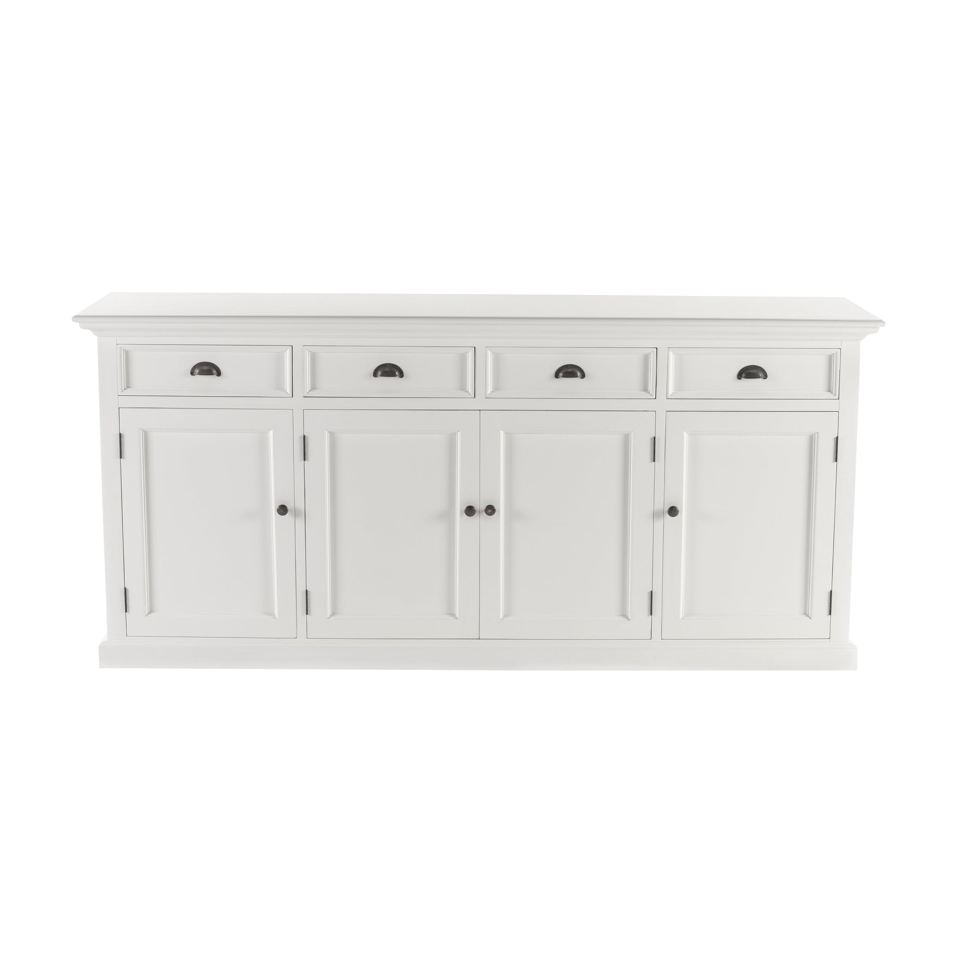 NovaSolo Halifax 79" Classic White Mahogany Buffet With 4 Doors & 4 Drawers