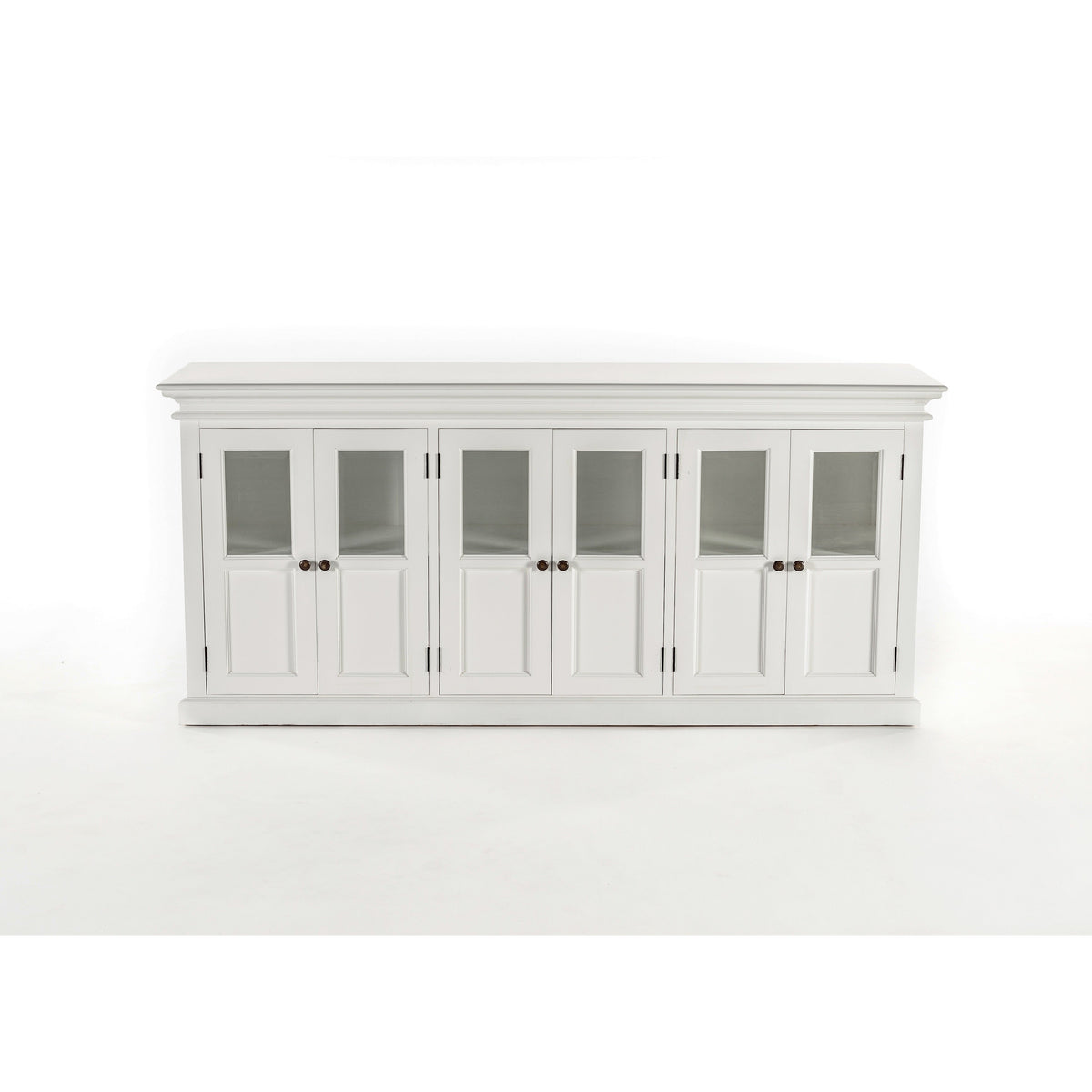 NovaSolo Halifax 79" Classic White Mahogany Buffet With 6 Glass Doors