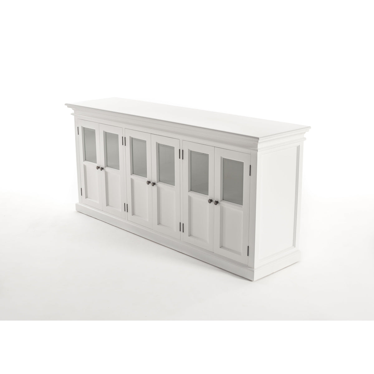 NovaSolo Halifax 79" Classic White Mahogany Buffet With 6 Glass Doors
