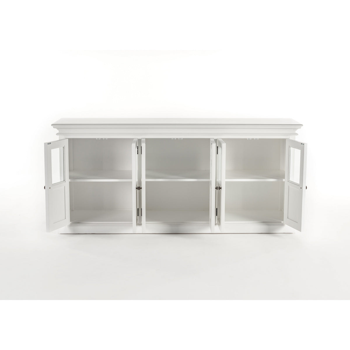 NovaSolo Halifax 79" Classic White Mahogany Buffet With 6 Glass Doors