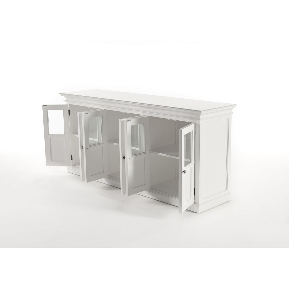 NovaSolo Halifax 79" Classic White Mahogany Buffet With 6 Glass Doors