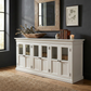NovaSolo Halifax 79" Classic White Mahogany Buffet With 6 Glass Doors