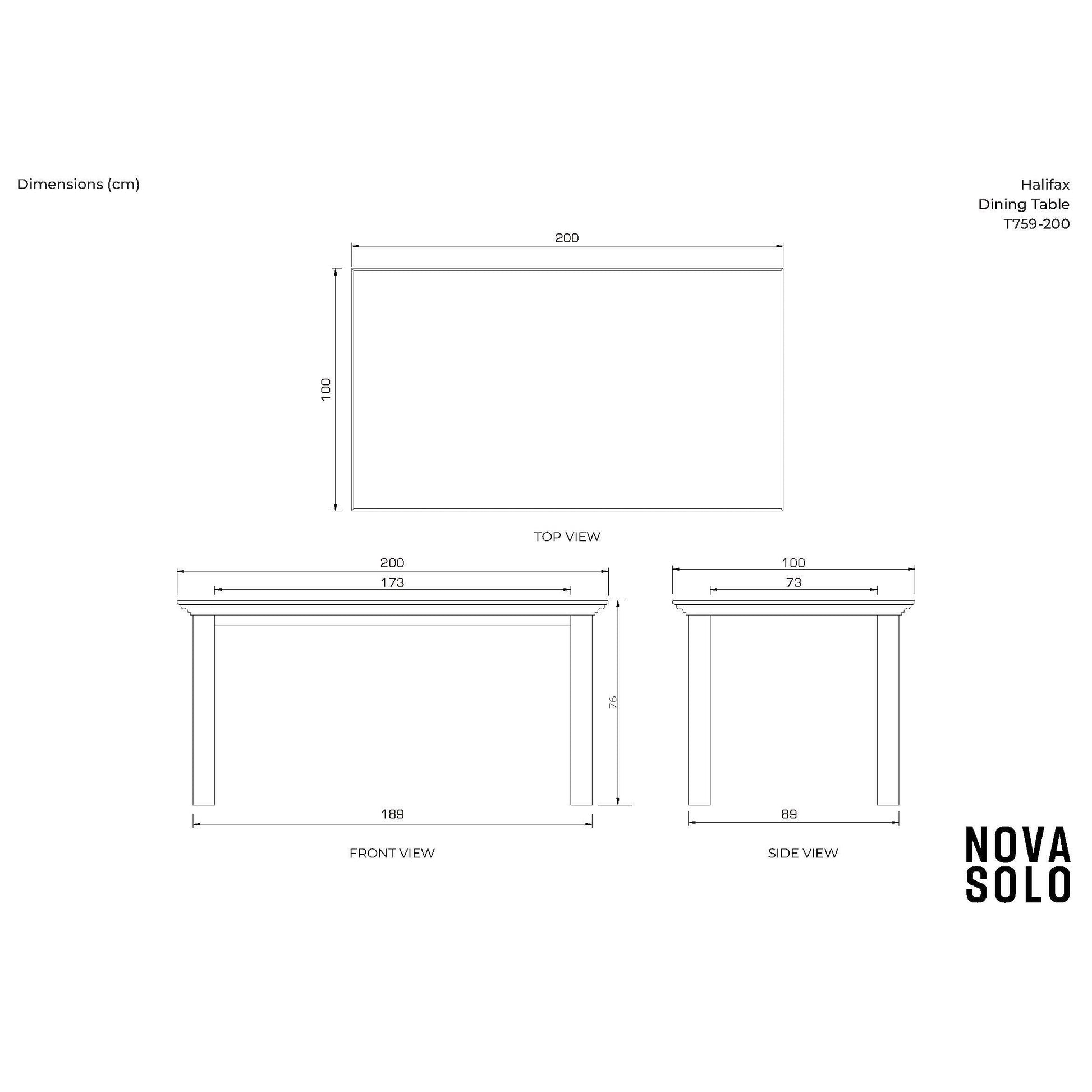 NovaSolo Halifax 79" x 39" Classic White Mahogany Large Dining Table