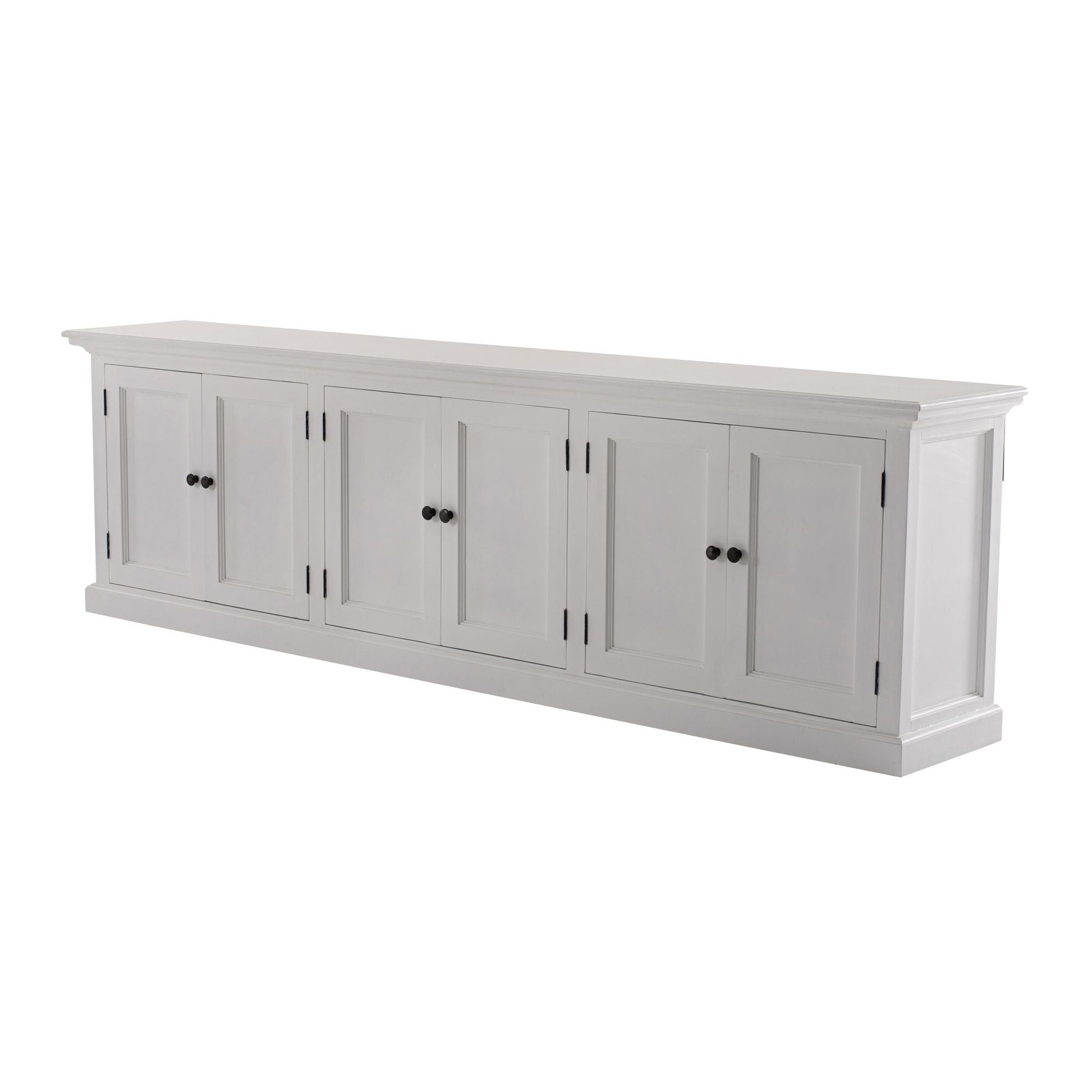 NovaSolo Halifax 94" Classic White Mahogany Triple-Bay Hutch Cabinet With 6 Doors & 15 Shelves