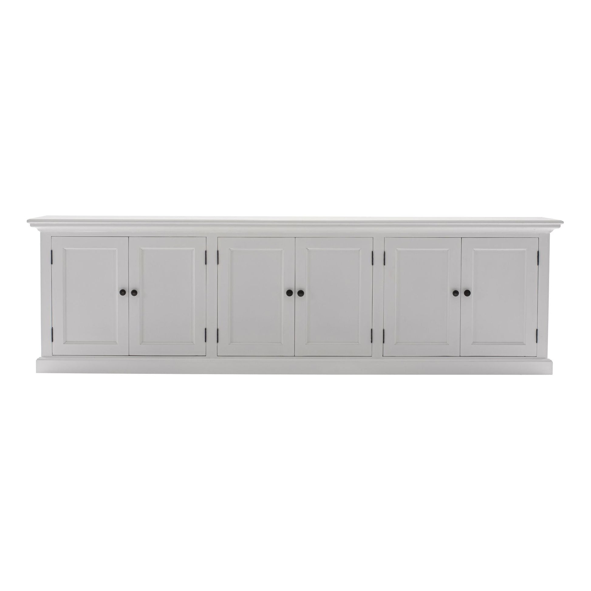 NovaSolo Halifax 94" Classic White Mahogany Triple-Bay Hutch Cabinet With 6 Doors & 15 Shelves