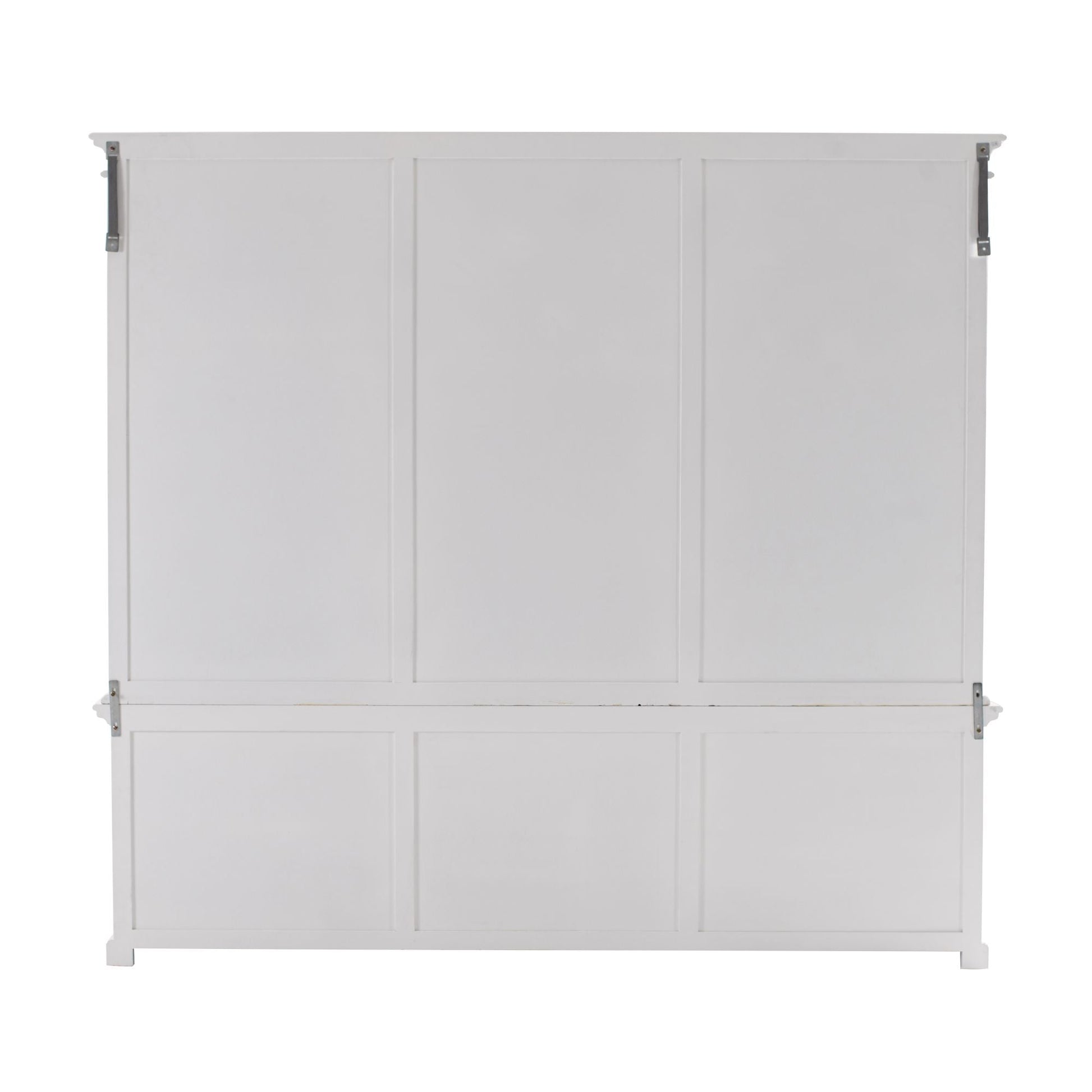 NovaSolo Halifax 94" Classic White Mahogany Triple-Bay Hutch Cabinet With 6 Doors & 15 Shelves