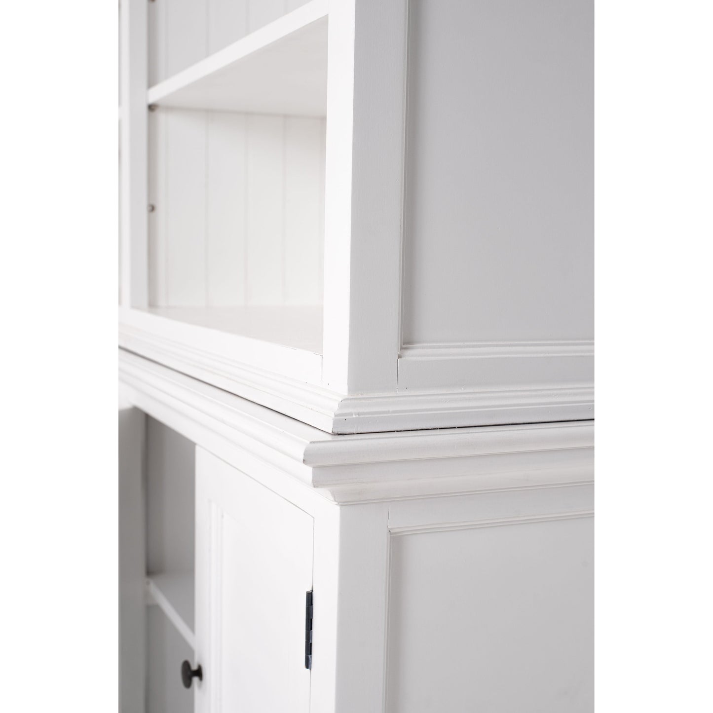 NovaSolo Halifax 94" Classic White Mahogany Triple-Bay Hutch Cabinet With 6 Doors & 15 Shelves