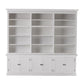 NovaSolo Halifax 94" Classic White Mahogany Triple-Bay Hutch Cabinet With 6 Doors & 15 Shelves