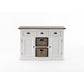 NovaSolo Halifax Accent 49" White & Brown Mahogany Buffet With 3 Drawers & 2 Rattan Baskets