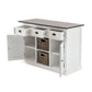 NovaSolo Halifax Accent 49" White & Brown Mahogany Buffet With 3 Drawers & 2 Rattan Baskets