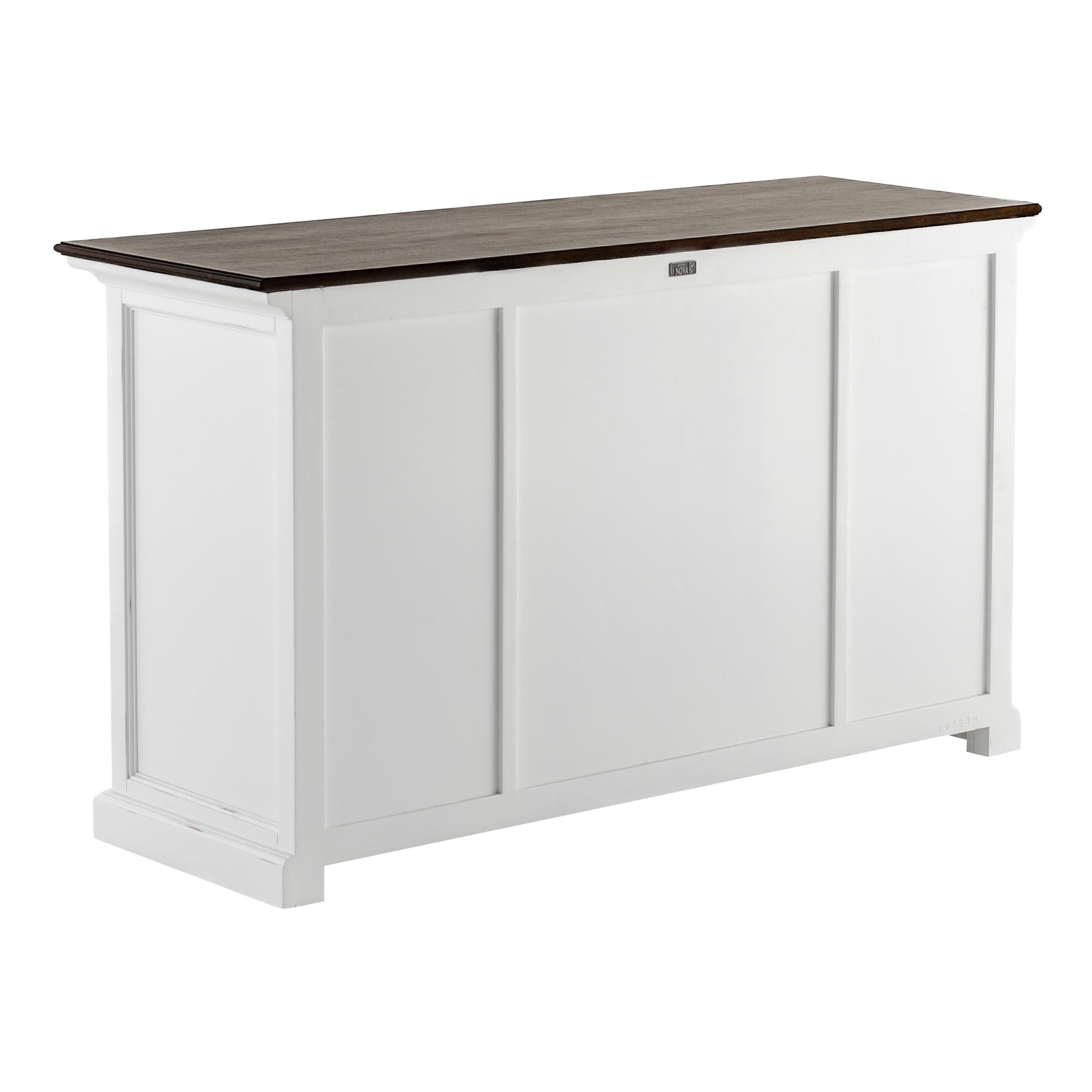 NovaSolo Halifax Accent 57" Classic White & Brown Mahogany Buffet With 2 Glass/ Wooden Doors & 3 Drawers