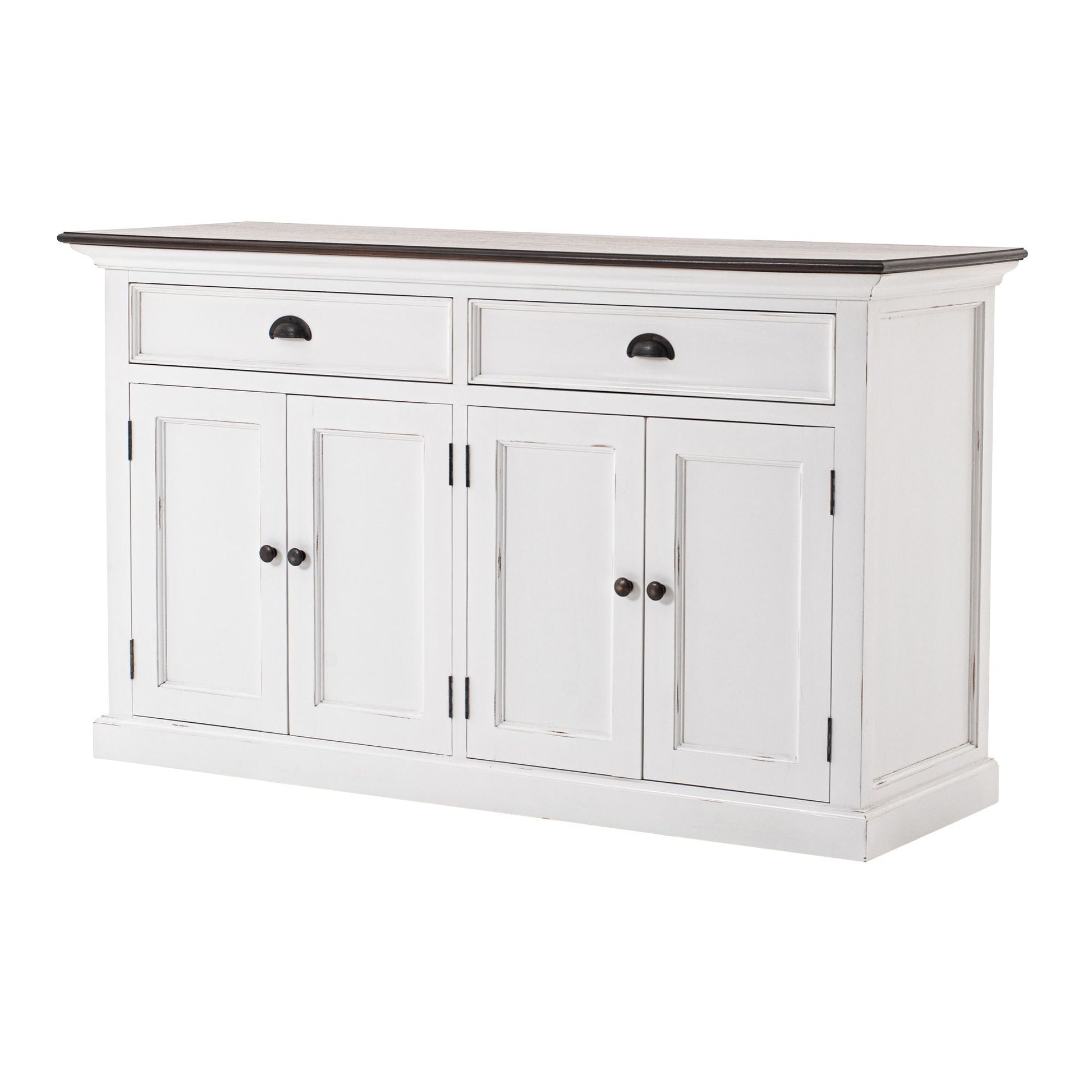 NovaSolo Halifax Accent 57" White & Brown Mahogany Buffet With 4 Doors & 2 Drawers