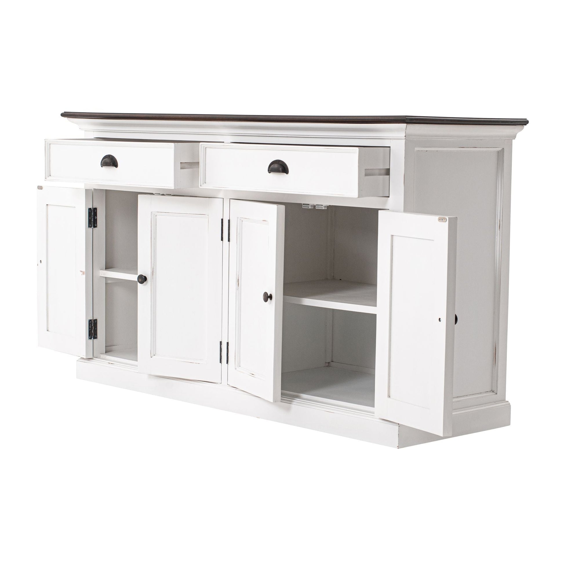 NovaSolo Halifax Accent 57" White & Brown Mahogany Buffet With 4 Doors & 2 Drawers