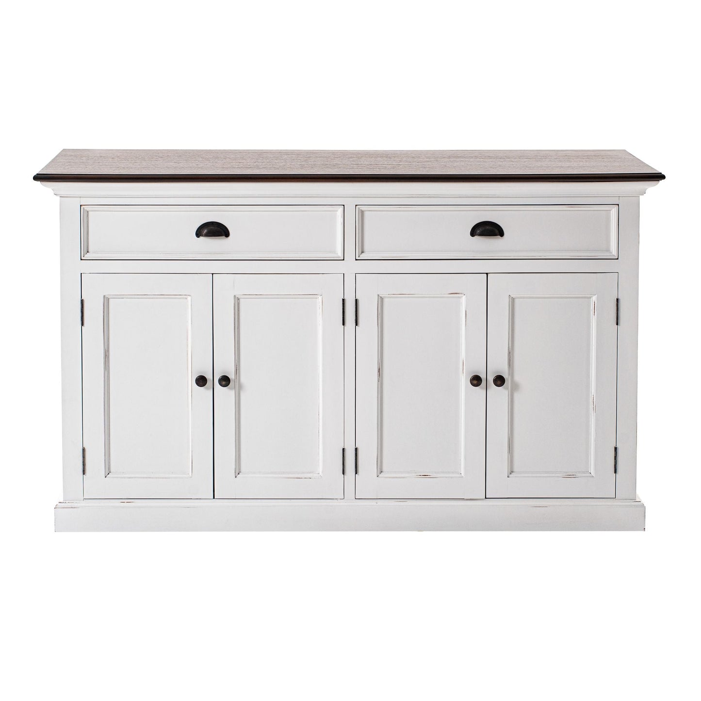 NovaSolo Halifax Accent 57" White & Brown Mahogany Buffet With 4 Doors & 2 Drawers