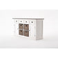 NovaSolo Halifax Accent 63" White & Brown Mahogany Buffet With 4 Drawers & 4 Rattan Baskets