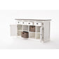 NovaSolo Halifax Accent 63" White & Brown Mahogany Buffet With 4 Drawers & 4 Rattan Baskets