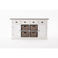 NovaSolo Halifax Accent 63" White & Brown Mahogany Buffet With 4 Drawers & 4 Rattan Baskets