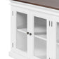 NovaSolo Halifax Accent 64" Classic White & Brown Mahogany Buffet With 4 Glass Doors