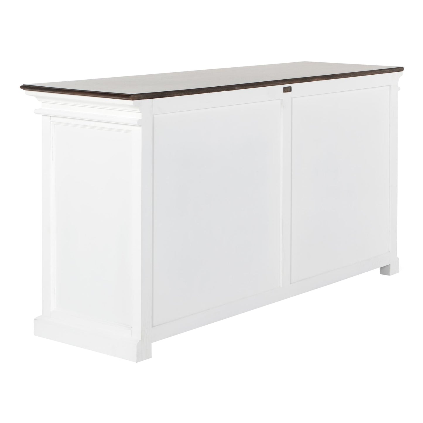 NovaSolo Halifax Accent 64" Classic White & Brown Mahogany Buffet With 4 Glass Doors