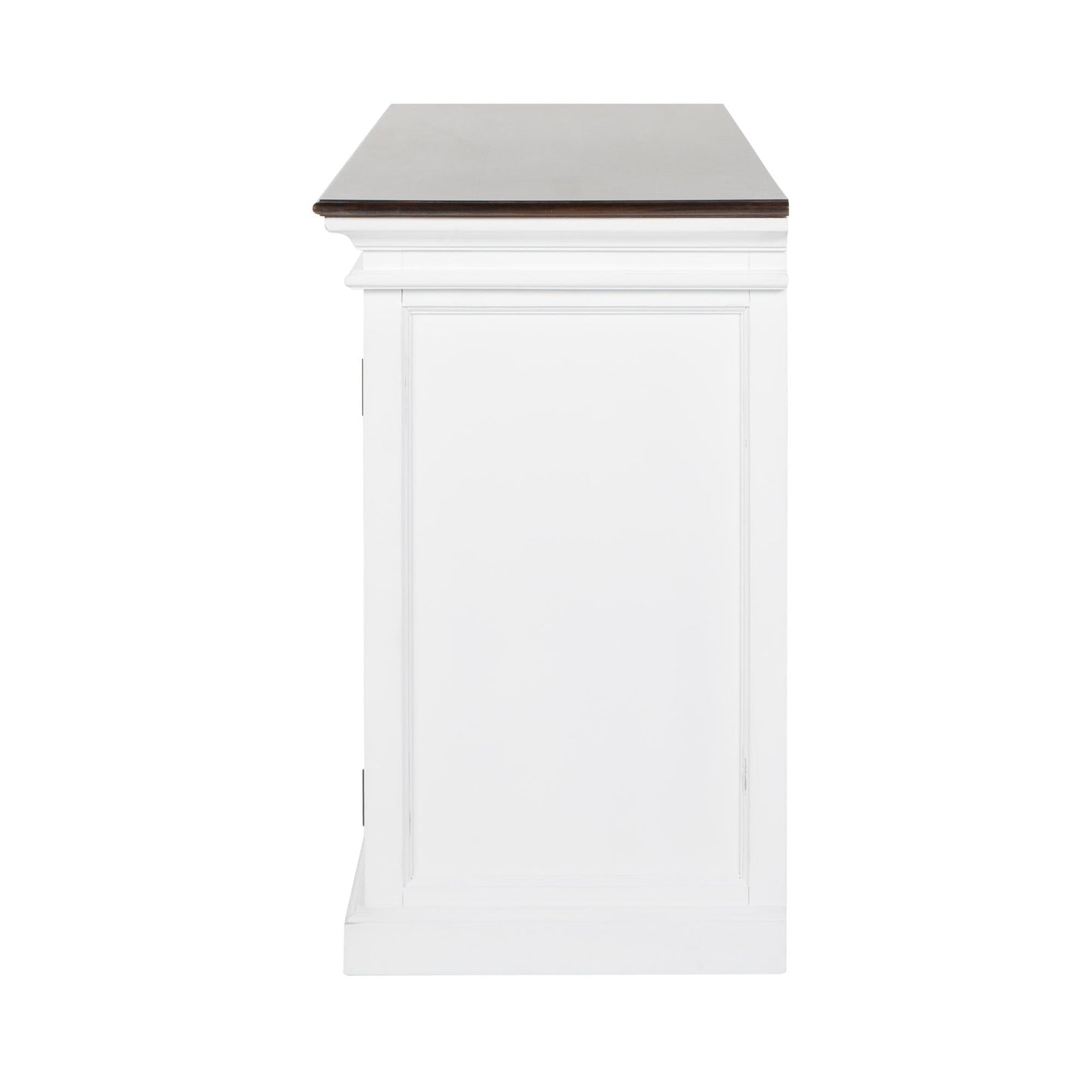 NovaSolo Halifax Accent 64" Classic White & Brown Mahogany Buffet With 4 Glass Doors