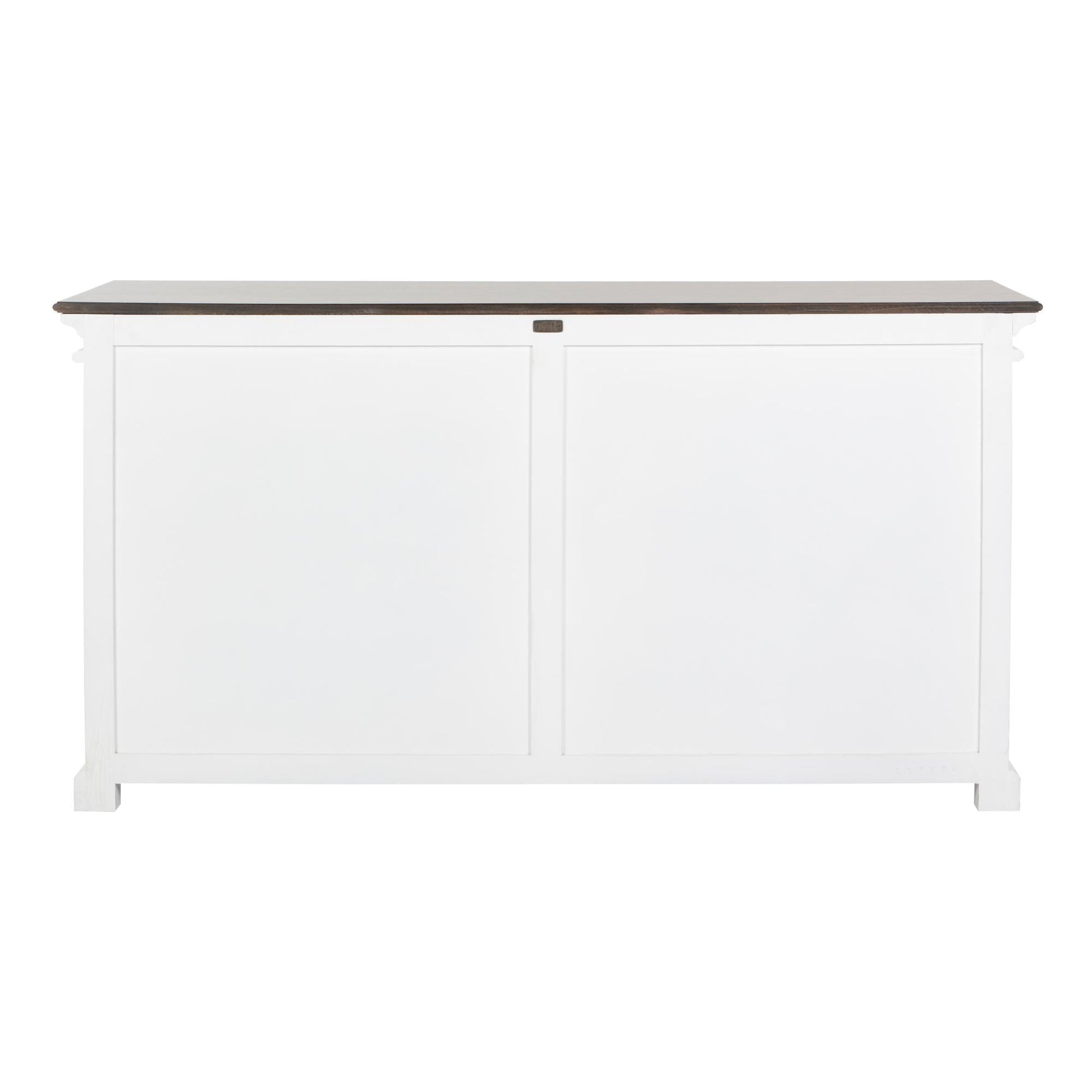 NovaSolo Halifax Accent 64" Classic White & Brown Mahogany Buffet With 4 Glass Doors