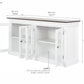 NovaSolo Halifax Accent 64" Classic White & Brown Mahogany Buffet With 4 Glass Doors