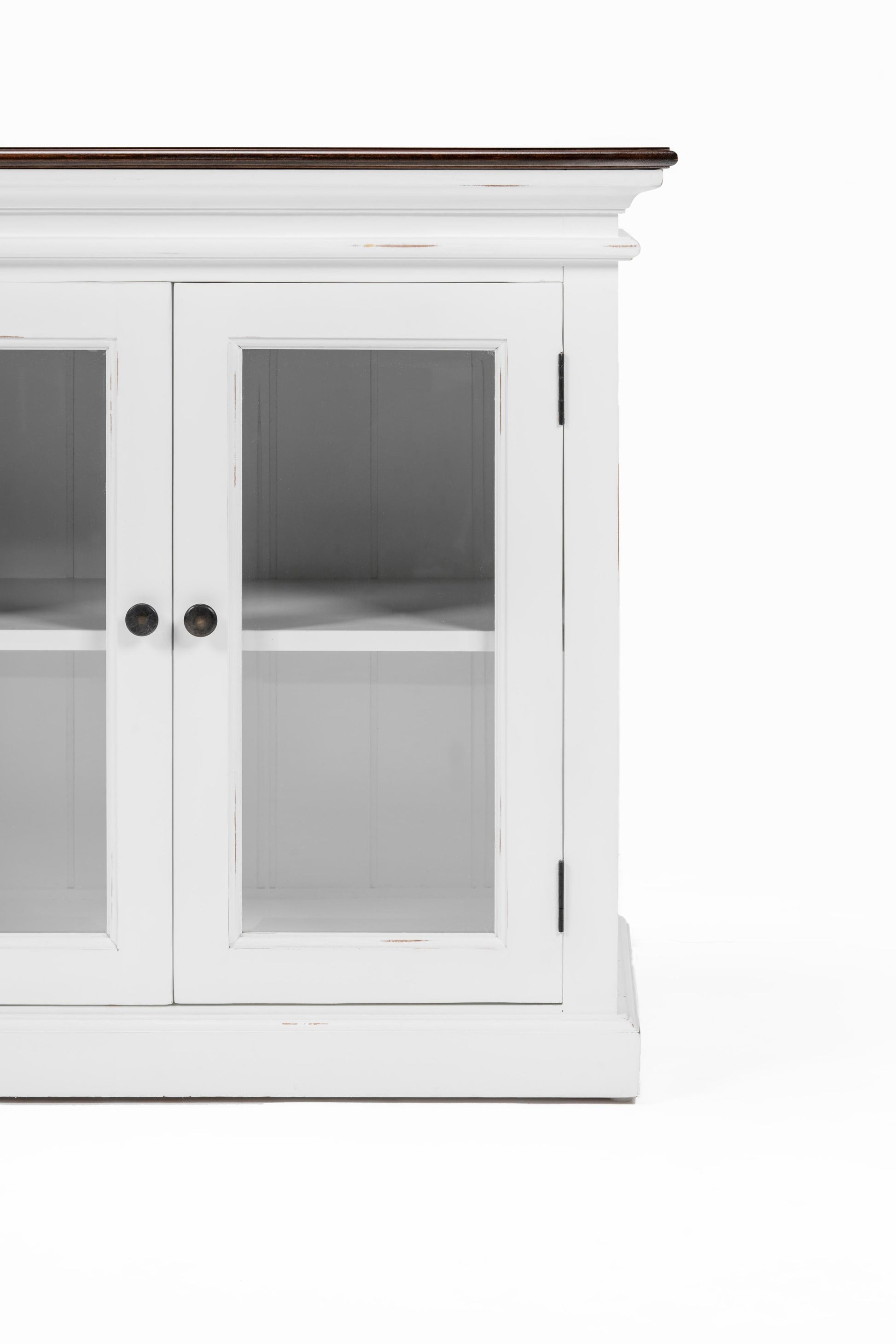 NovaSolo Halifax Accent 64" Classic White & Brown Mahogany Buffet With 4 Glass Doors